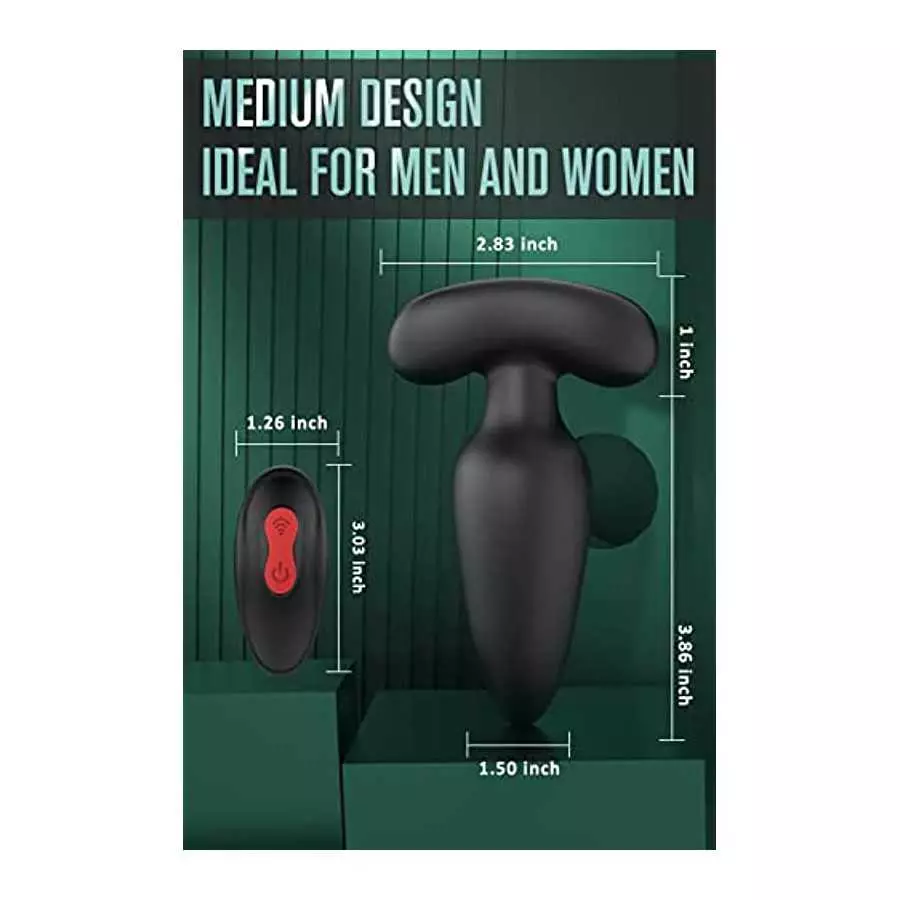 Anal Vibrator Prostate Massager with 9 Vibration Modes, Vibrating Anal Butt Plug with Wireless Remote Control, Rechargeable Wate