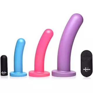 Strap U 28X Triple Pegger Beginner Dildo Set Vibrating Penetration with Remote Control for Women, Men, & Couples, Adjustable Sil