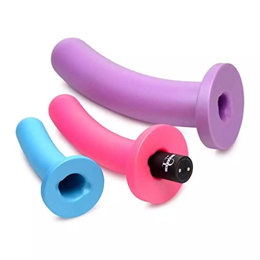 Strap U 28X Triple Pegger Beginner Dildo Set Vibrating Penetration with Remote Control for Women, Men, & Couples, Adjustable Sil