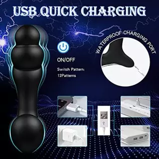 Vibrating Prostate Massager,Anal Training Butt Plug Whit 12 Vibrations Modes,G-Spot Vibrator,Anal Beads,Sexual Stimulation Devic Vibrating Prostate Massager,Anal Training Butt Plug Whit 12 Vibrations Modes,G-Spot Vibrator,Anal Beads,Sexual Stimulation Devic