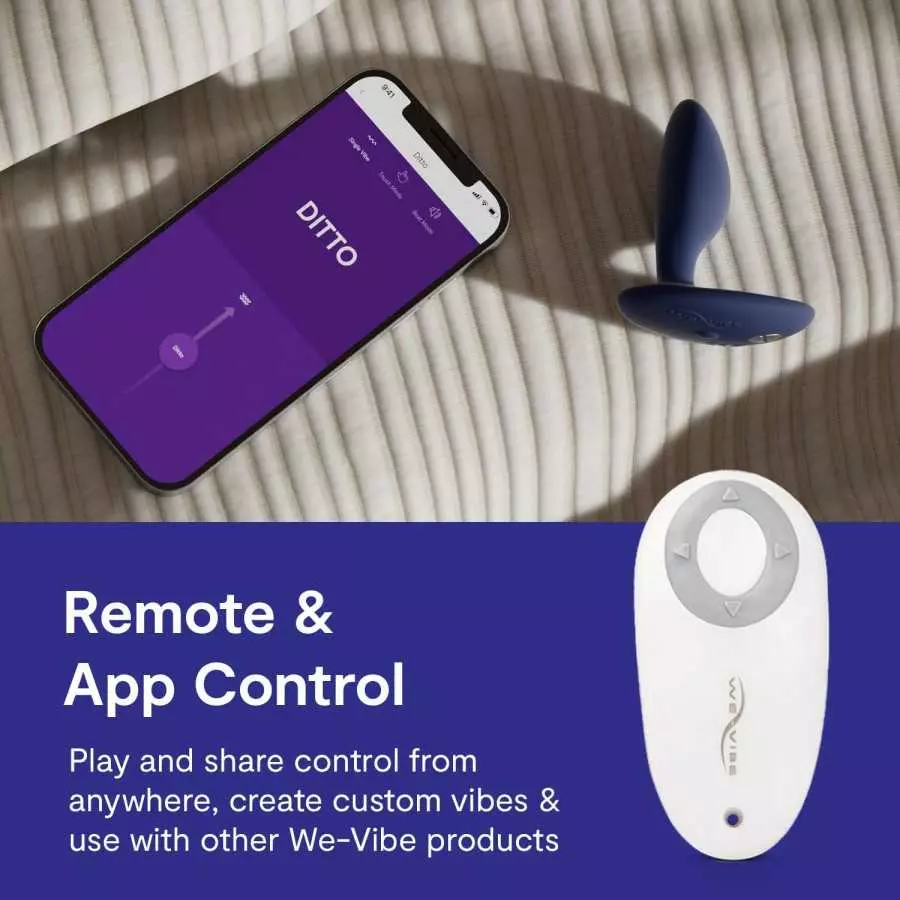 Ditto by We-Vibe Rechargeable Bluetooth Vibrating Anal Plug with Wireless Remote Control