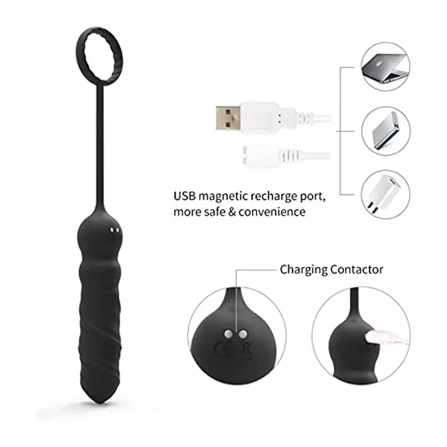 Prostate Massager Anal Vibrator with 10 Vibration Modes Remote Control Buttock Stimulator with Cock Ring Anal Plug Anal Sex Toys
