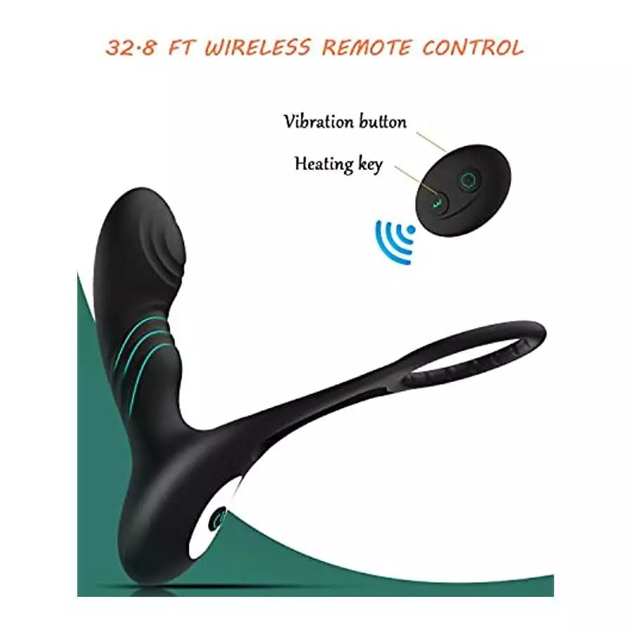 10 Modes Anal Prostate Toys: Heating Function Vibrating Prostate Massager with Cock Ring, Adult Sex Toys Remote Control Multiple