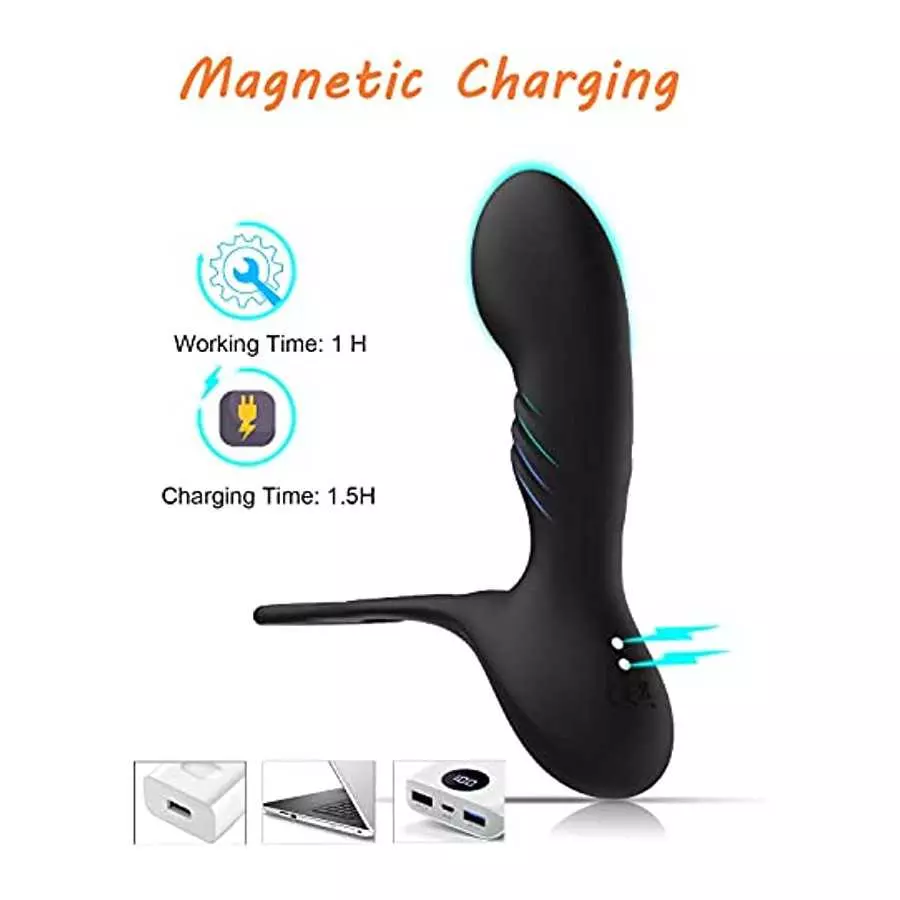 10 Modes Anal Prostate Toys: Heating Function Vibrating Prostate Massager with Cock Ring, Adult Sex Toys Remote Control Multiple