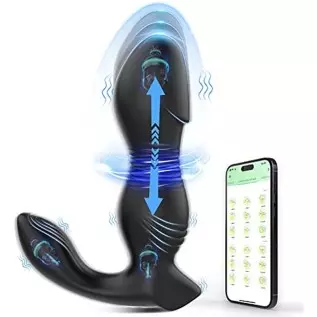 Adult Male Sex Toys for Men's Sex – Anal Sex Toys Prostate Massager Anal Plug, App Butt Plug, 9 Thrusting & 9 Vibrating Dildo G 