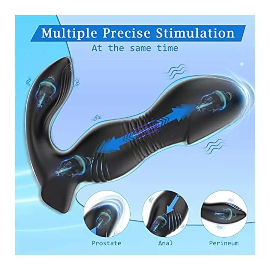 Adult Male Sex Toys for Men's Sex – Anal Sex Toys Prostate Massager Anal Plug, App Butt Plug, 9 Thrusting & 9 Vibrating Dildo G 