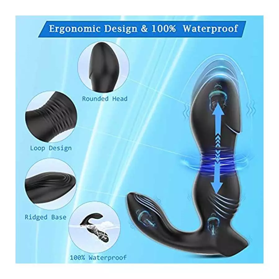 Adult Male Sex Toys for Men's Sex – Anal Sex Toys Prostate Massager Anal Plug, App Butt Plug, 9 Thrusting & 9 Vibrating Dildo G 