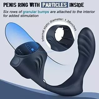 Vibrating Anal Plug with Penis Ring, WIMOSO Prostate Massager Stimulator Anal Vibrators Toys for Men,7 Vibration Modes,Double Mo Vibrating Anal Plug with Penis Ring, WIMOSO Prostate Massager Stimulator Anal Vibrators Toys for Men,7 Vibration Modes,Double Mo