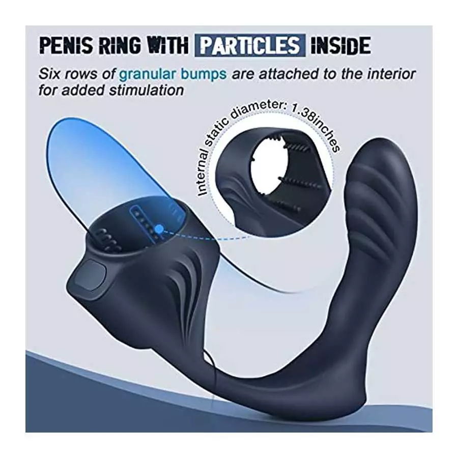 Vibrating Anal Plug with Penis Ring, WIMOSO Prostate Massager Stimulator Anal Vibrators Toys for Men,7 Vibration Modes,Double Mo