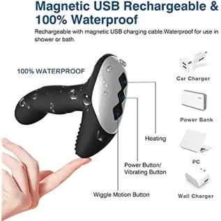 Prostate Massager Anal Vibrator with Wiggle Motion Anal Adult Sex Toys, Black, 1.0 Count Prostate Massager Anal Vibrator with Wiggle Motion Anal Adult Sex Toys, Black, 1.0 Count