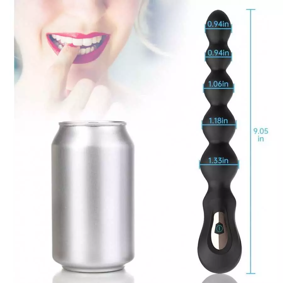 Anal Beads Vibrator, Silicone Anal Butt Plug G-spot Dildo with 7 Vibration Modes and Ribbed Shaft Adult Sex Toy for Men Women