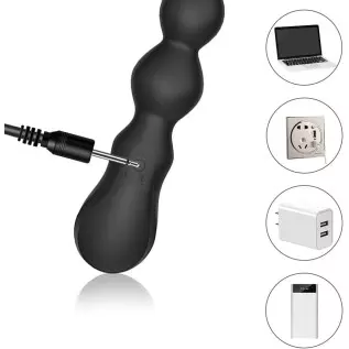 Anal Beads Vibrator, Silicone Anal Butt Plug G-spot Dildo with 7 Vibration Modes and Ribbed Shaft Adult Sex Toy for Men Women
