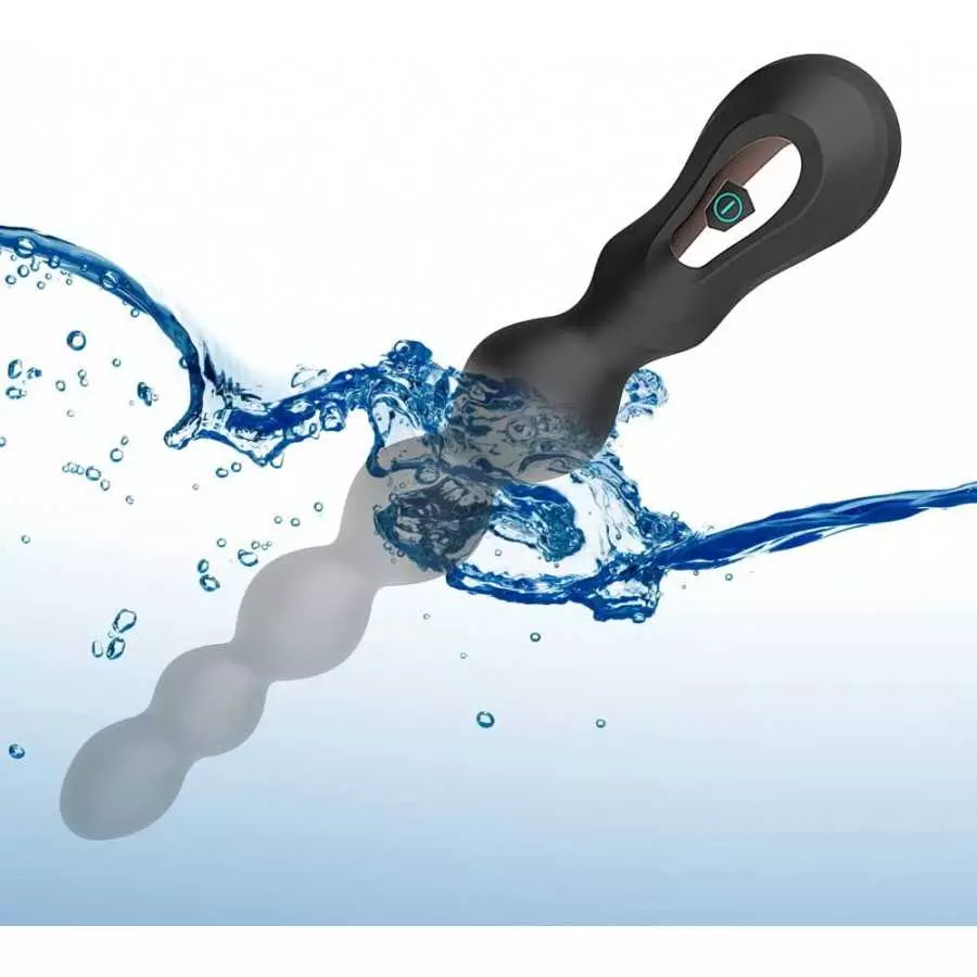 Anal Beads Vibrator, Silicone Anal Butt Plug G-spot Dildo with 7 Vibration Modes and Ribbed Shaft Adult Sex Toy for Men Women