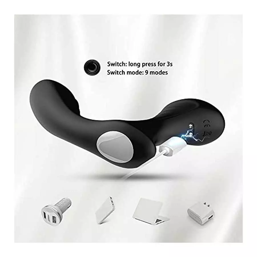 USK Vibrating Prostate Massager, Testicle G-Spot Stimulation, Anal Butt Plug Vibrator with Handle, Rechargeable Waterproof Adult
