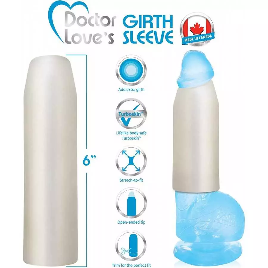 Doctor Love's GS-7-15-30 7" Trim-to-Fit Girth Sleeve with 1.5" of Extra Girth, Light Flesh, 1 Count