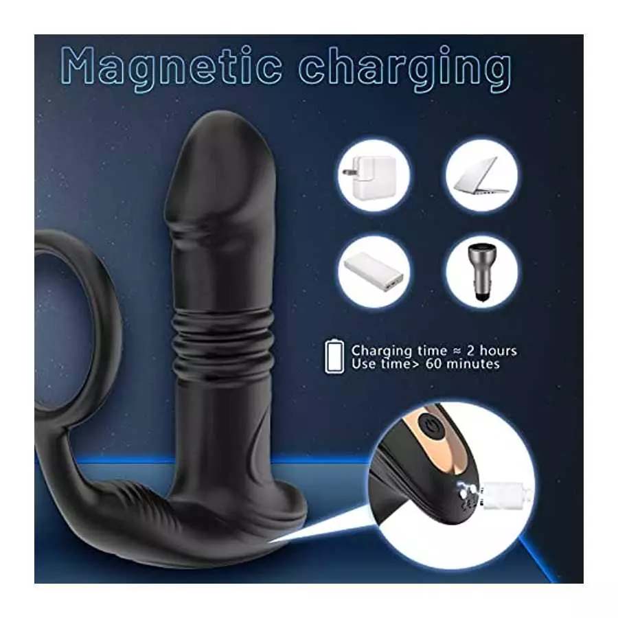 App Anal Vibrators Large with Shock Function Prostate Vibrator with 6 Telescopy Modes 9 Vibration Modes Sex Toys Stimulator Anal