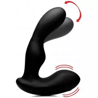 Alpha-Pro 7X P Stroke Silicone Prostate Stimulator with Stroking Shaft, Black