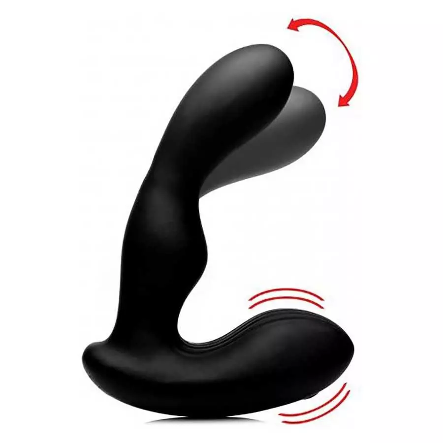Alpha-Pro 7X P Stroke Silicone Prostate Stimulator with Stroking Shaft, Black