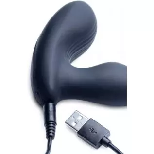 Alpha-Pro 7X P Stroke Silicone Prostate Stimulator with Stroking Shaft, Black