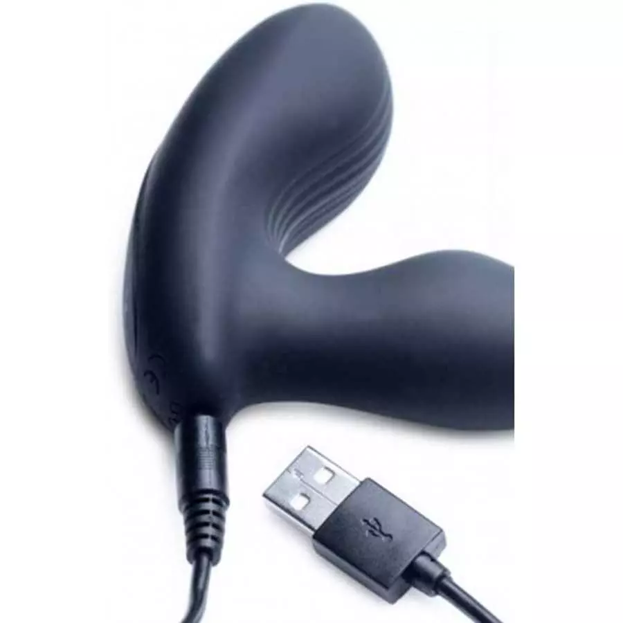 Alpha-Pro 7X P Stroke Silicone Prostate Stimulator with Stroking Shaft, Black