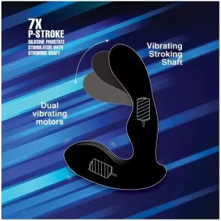Alpha-Pro 7X P Stroke Silicone Prostate Stimulator with Stroking Shaft, Black