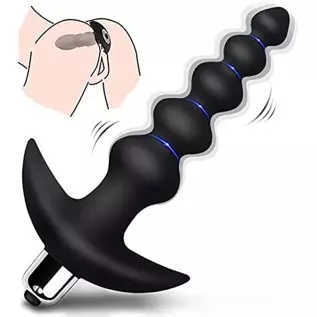 Silicone Anal Vibrator Prostate Massager Sex Toys G-spot Anal Vibrator for Men and Women 16 Modes Vibrating Anal Beads Butt Plug