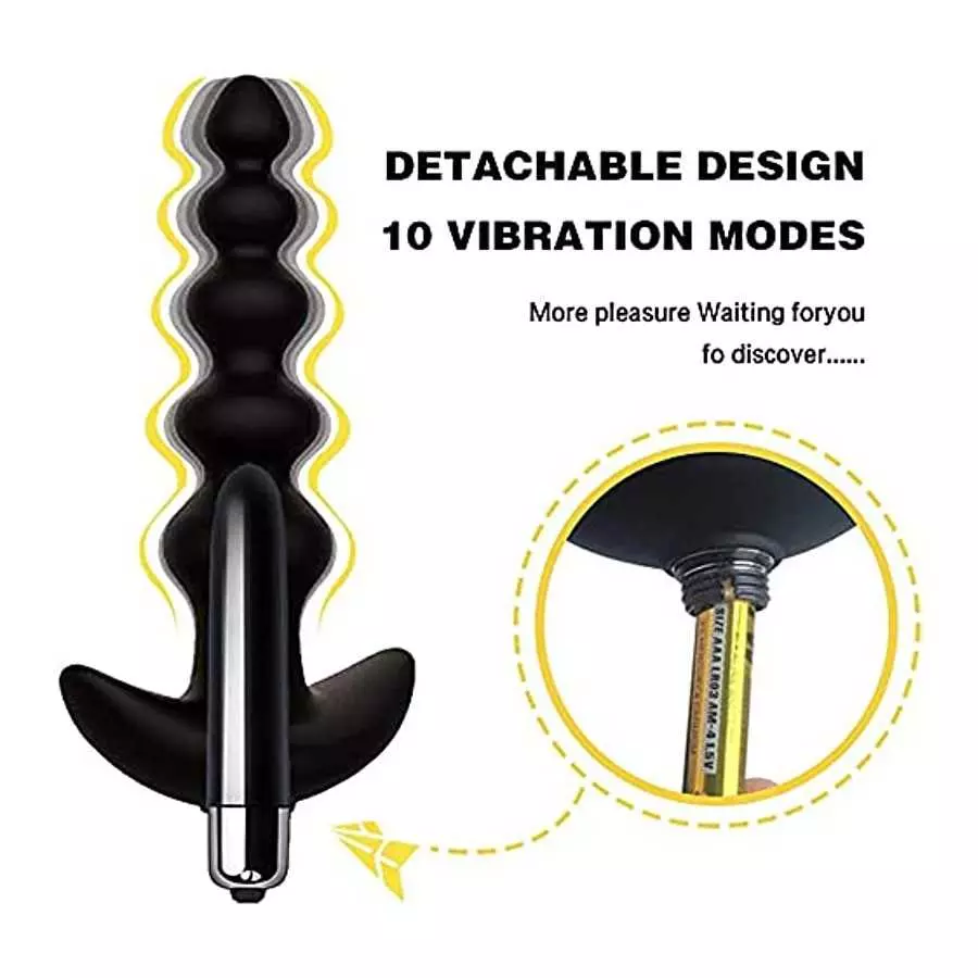 Silicone Anal Vibrator Prostate Massager Sex Toys G-spot Anal Vibrator for Men and Women 16 Modes Vibrating Anal Beads Butt Plug