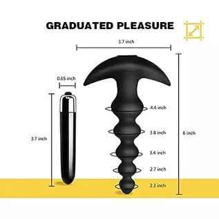 Silicone Anal Vibrator Prostate Massager Sex Toys G-spot Anal Vibrator for Men and Women 16 Modes Vibrating Anal Beads Butt Plug