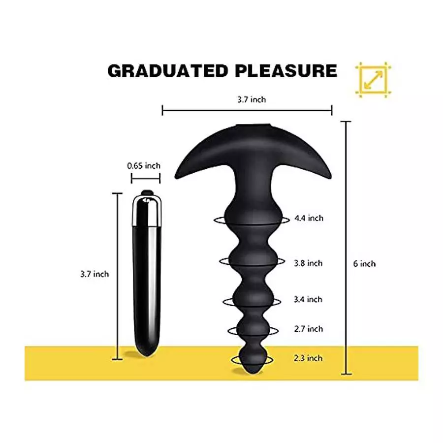 Silicone Anal Vibrator Prostate Massager Sex Toys G-spot Anal Vibrator for Men and Women 16 Modes Vibrating Anal Beads Butt Plug