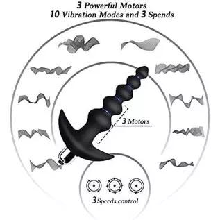 Silicone Anal Vibrator Prostate Massager Sex Toys G-spot Anal Vibrator for Men and Women 16 Modes Vibrating Anal Beads Butt Plug