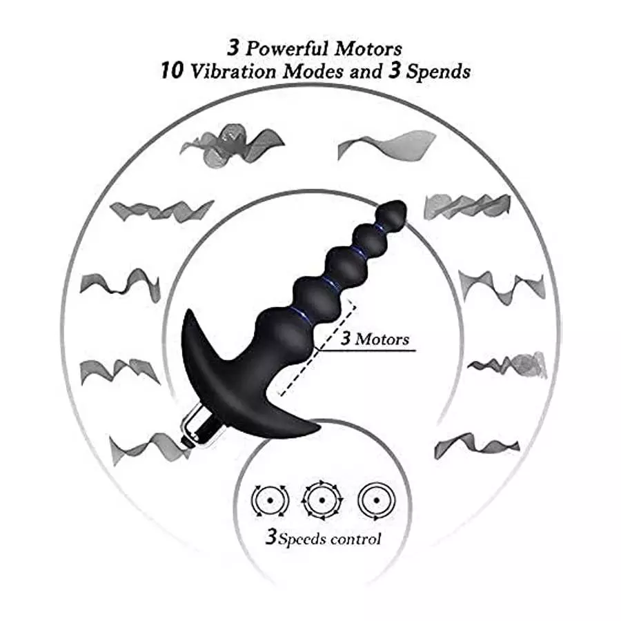 Silicone Anal Vibrator Prostate Massager Sex Toys G-spot Anal Vibrator for Men and Women 16 Modes Vibrating Anal Beads Butt Plug