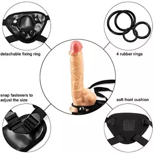 LEQC Wearable Sex Strap-on with Silicone Dildo Sex Toys for Female Masturbation and Lesbian Unisex Couples