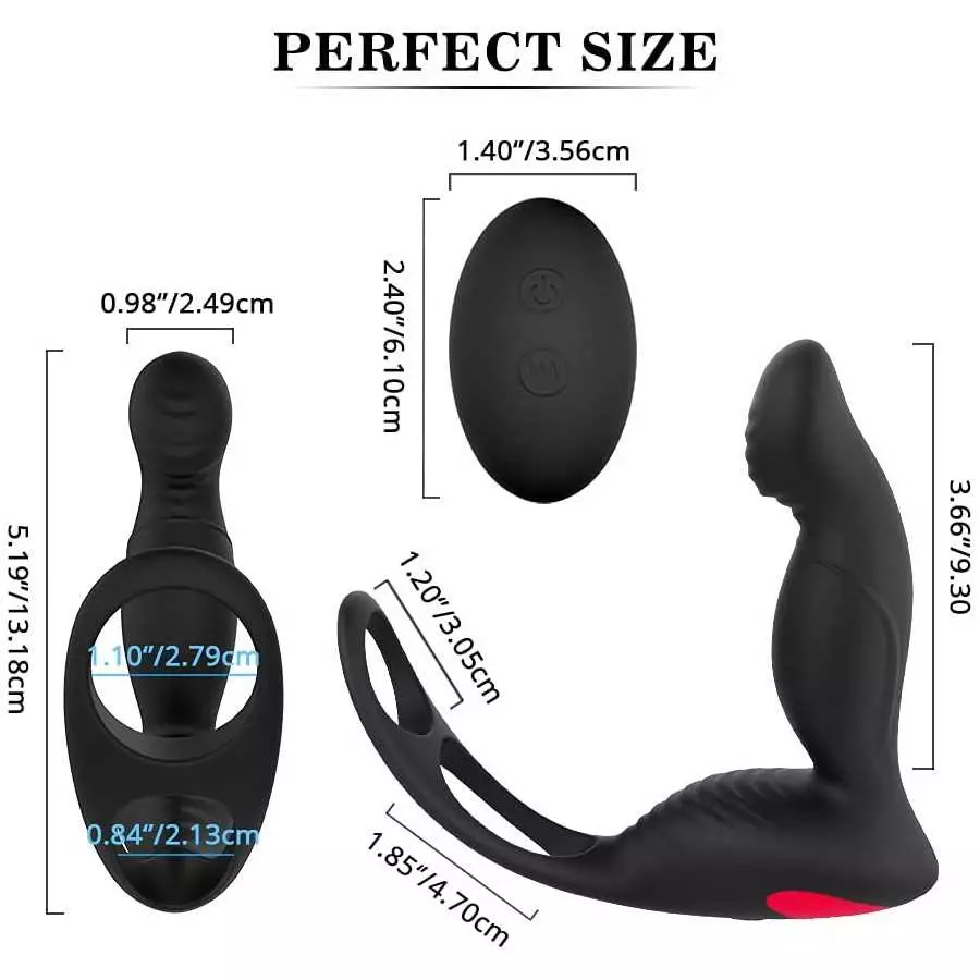 3 in 1 Wireless Remote Male Prostate Silicone Massager, 9 Speeds ModesPersonal Massager,Powerful Perfect for Relief Soreness,Bla