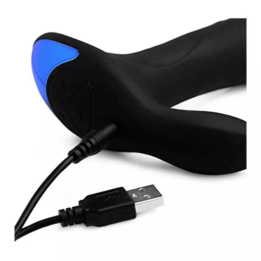 Alpha-Pro 17X P-Trigasm 3-in-1 Silicone Prostate Stimulator, Black, 6.5 Inch in Total Length, 5.3 Inch insertable Length, 1 Inch