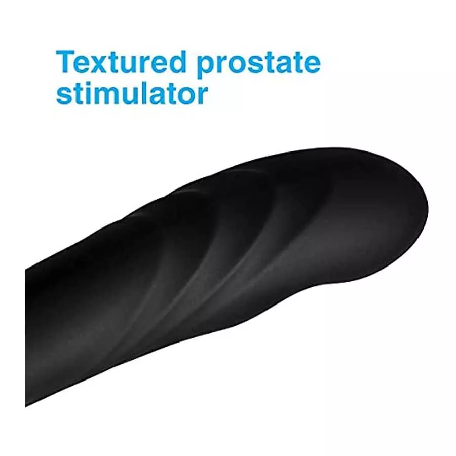 Alpha-Pro 17X P-Trigasm 3-in-1 Silicone Prostate Stimulator, Black, 6.5 Inch in Total Length, 5.3 Inch insertable Length, 1 Inch