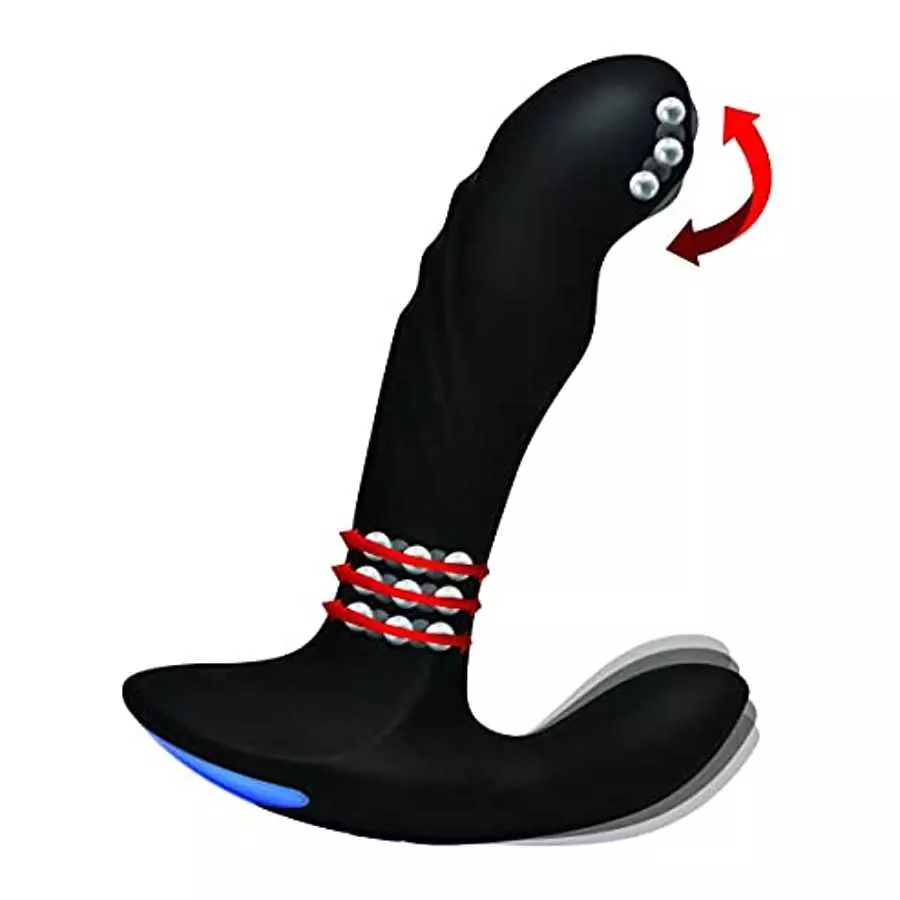 Alpha-Pro 17X P-Trigasm 3-in-1 Silicone Prostate Stimulator, Black, 6.5 Inch in Total Length, 5.3 Inch insertable Length, 1 Inch