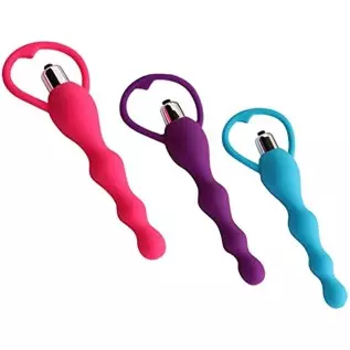 Vibrating Anal Beads Butt Plug, Graduated Design Silicone Anal Vibrator with 10 Vibration Modes Waterproof G-spot Anal Sex Toy f