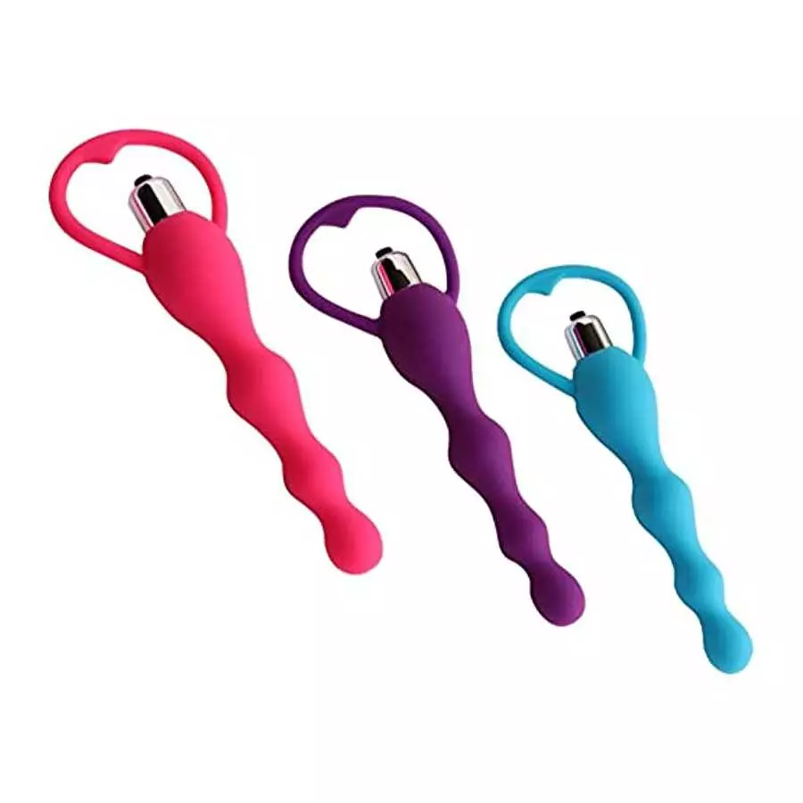 Vibrating Anal Beads Butt Plug, Graduated Design Silicone Anal Vibrator with 10 Vibration Modes Waterproof G-spot Anal Sex Toy f