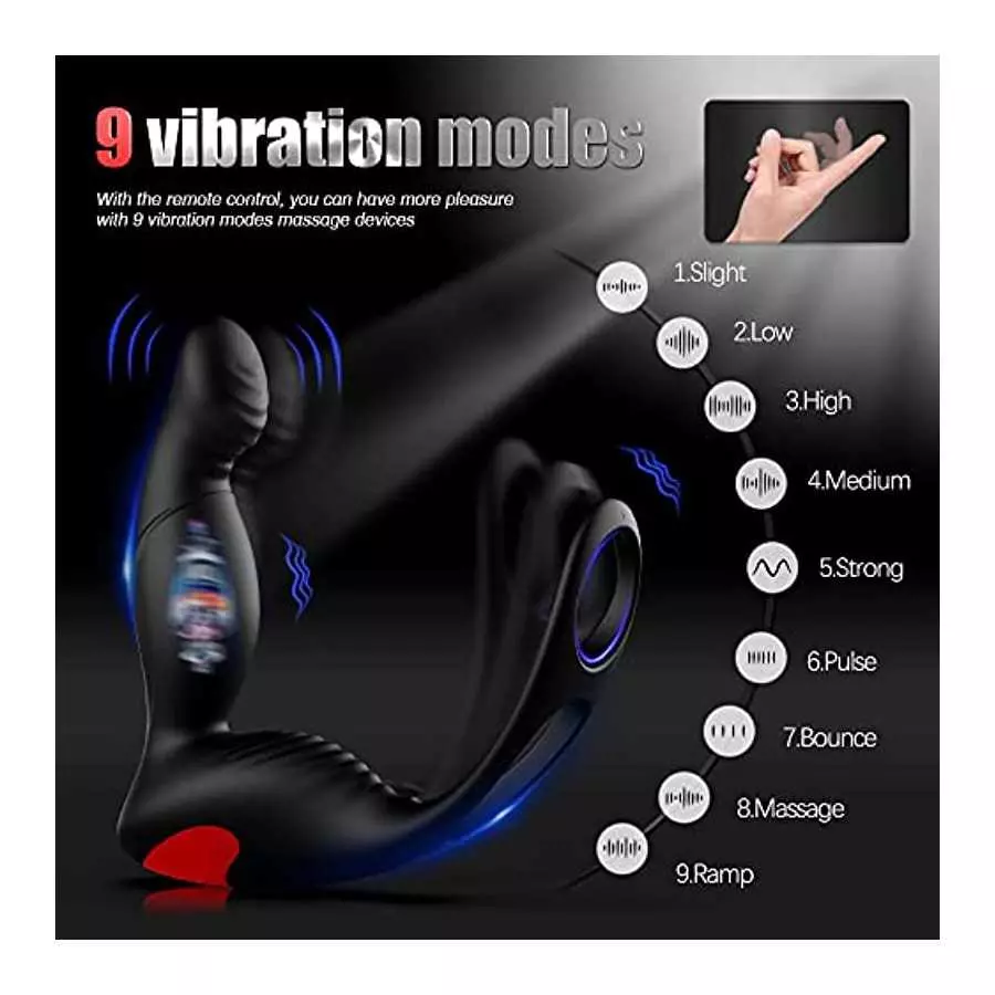 Male Prostate Massager Anal Vibrator for Men Masturbation, Vibrating Butt Plug Testicles Stimulator with 7 Flapping & 7 Vibratio