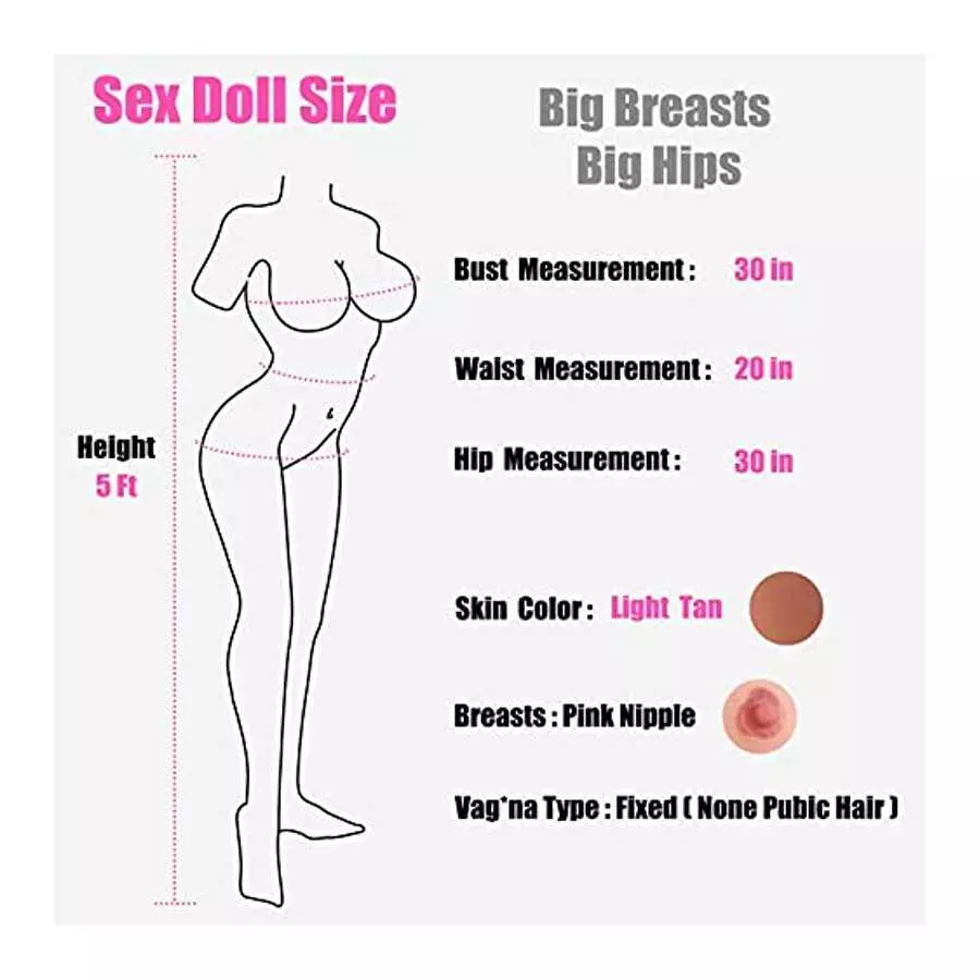 66lbs Big Boobs Sex Doll, 5Ft Sex Dolls Big Breasts, Simulation Adult Beauty Sex Toys, Lifelike Adult Love Doll, TPE Silicone Se