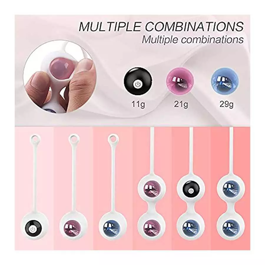 Fantasy Lover Wireless Vibrating Kegel Balls for Pelvic Floor Tightening Set of 6 Silicone G-Spot Vibrator for Vagina and Anal P