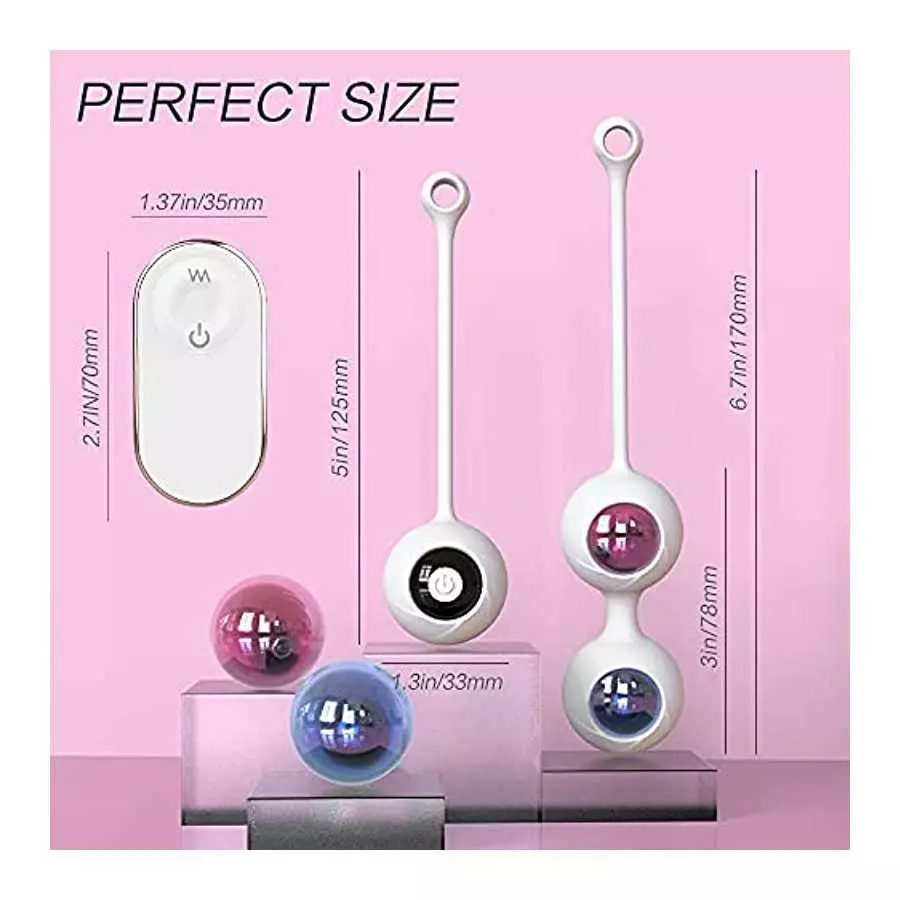 Fantasy Lover Wireless Vibrating Kegel Balls for Pelvic Floor Tightening Set of 6 Silicone G-Spot Vibrator for Vagina and Anal P