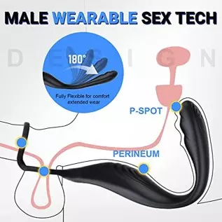 Vibrating Prostate Massager with Dual Cock Ring - LATUNE 13 Vibrations Anal Vibrator Taint Teaser, Quiet Remote Vibrator, Adult Vibrating Prostate Massager with Dual Cock Ring - LATUNE 13 Vibrations Anal Vibrator Taint Teaser, Quiet Remote Vibrator, Adult