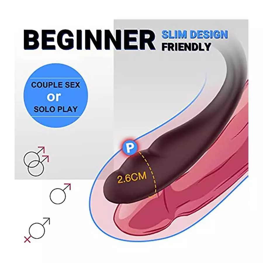 Vibrating Prostate Massager with Dual Cock Ring - LATUNE 13 Vibrations Anal Vibrator Taint Teaser, Quiet Remote Vibrator, Adult 