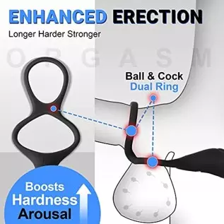 Vibrating Prostate Massager with Dual Cock Ring - LATUNE 13 Vibrations Anal Vibrator Taint Teaser, Quiet Remote Vibrator, Adult Vibrating Prostate Massager with Dual Cock Ring - LATUNE 13 Vibrations Anal Vibrator Taint Teaser, Quiet Remote Vibrator, Adult