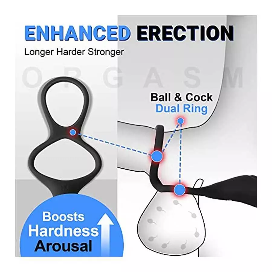 Vibrating Prostate Massager with Dual Cock Ring - LATUNE 13 Vibrations Anal Vibrator Taint Teaser, Quiet Remote Vibrator, Adult 