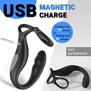 Vibrating Prostate Massager with Dual Cock Ring - LATUNE 13 Vibrations Anal Vibrator Taint Teaser, Quiet Remote Vibrator, Adult Vibrating Prostate Massager with Dual Cock Ring - LATUNE 13 Vibrations Anal Vibrator Taint Teaser, Quiet Remote Vibrator, Adult