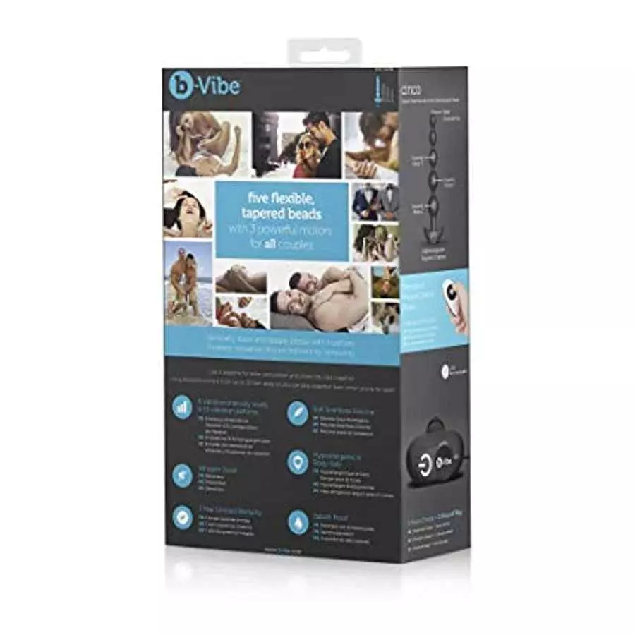 b-Vibe Remote Control Cinco XL Vibrating Anal Beads - Black