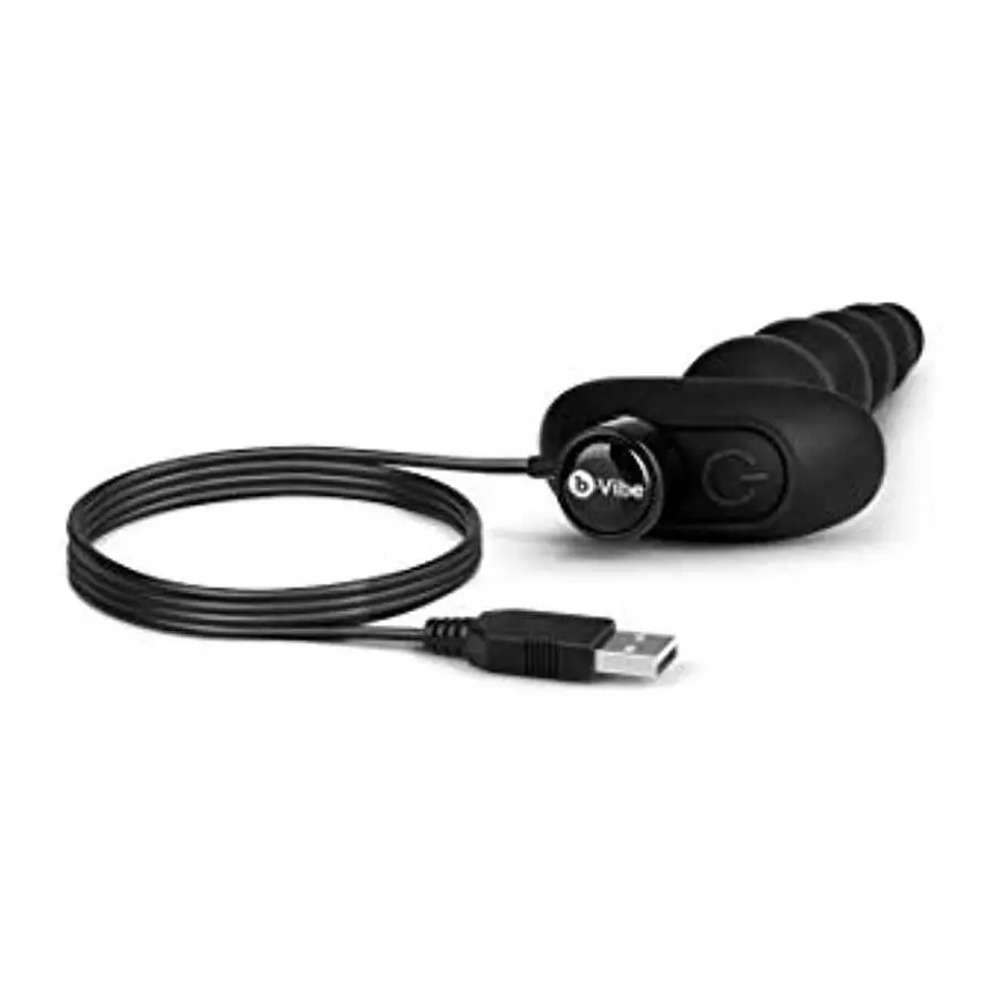 b-Vibe Remote Control Cinco XL Vibrating Anal Beads - Black