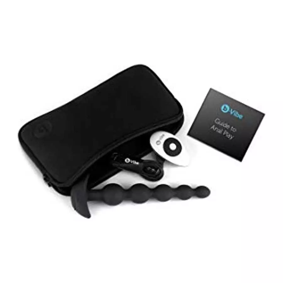 b-Vibe Remote Control Cinco XL Vibrating Anal Beads - Black